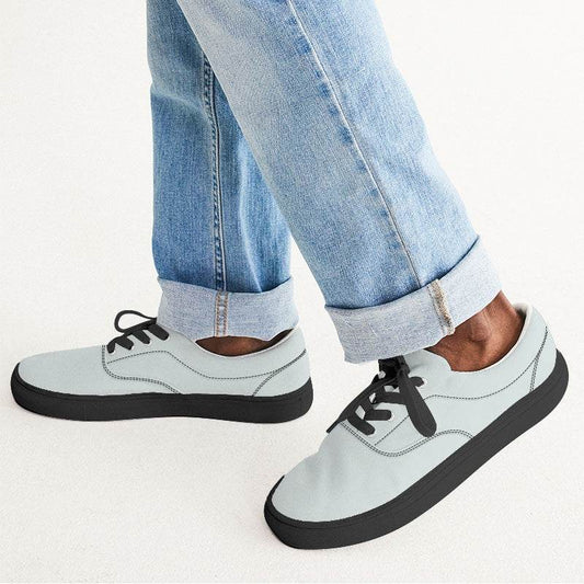 Light Neutral Blue-Green Men's Canvas Sneakers (BG-NE-LI) - Man CloseUp