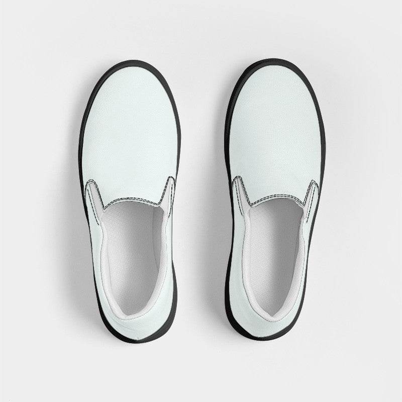Light Neutral Blue-Green Men's Slip-On Canvas Sneakers (BG-NE-LI) - Top