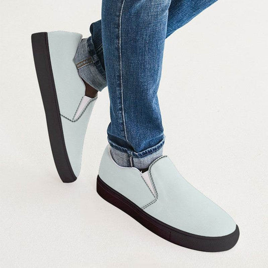 Light Neutral Blue-Green Men's Slip-On Canvas Sneakers (CBG2-NE-LI) - Man CloseUp