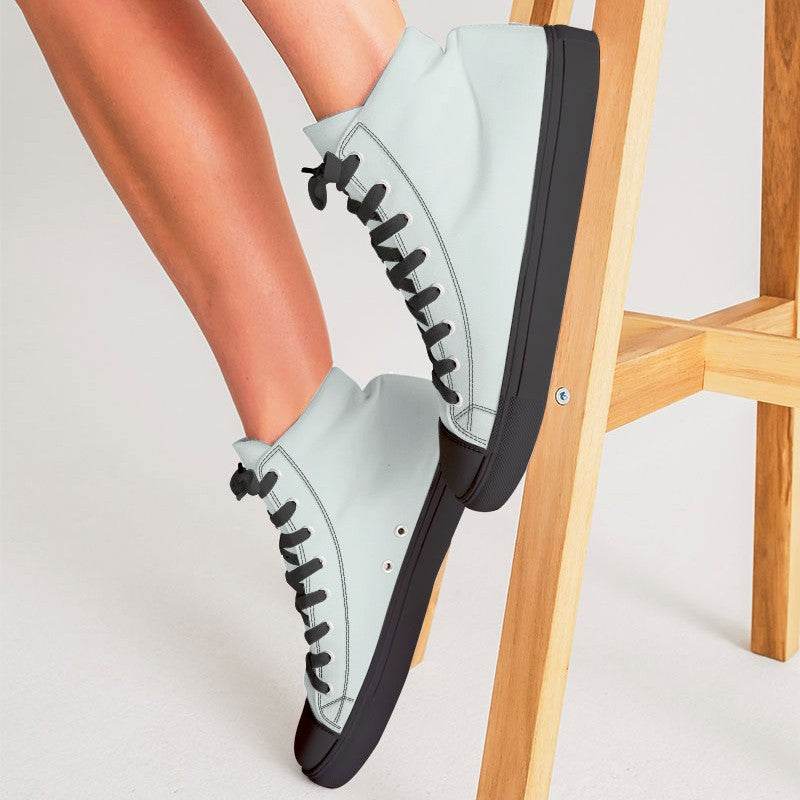 Light Neutral Blue-Green Women's High-Top Canvas Sneakers (BG-NE-LI) - Woman CloseUp