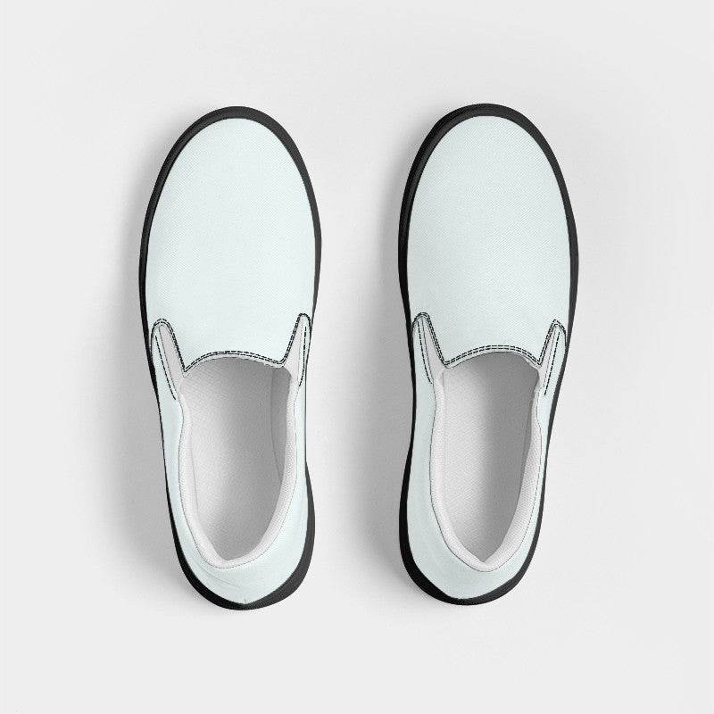 Light Neutral Blue-Green Women's Slip-On Canvas Sneakers (CBG2-NE-LI) - Top
