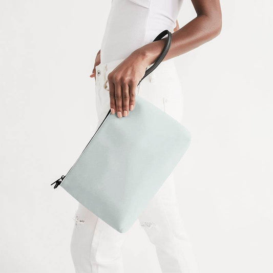 Light Neutral Blue-Green Zip Pouch (BG-NE-LI) - Side Holding