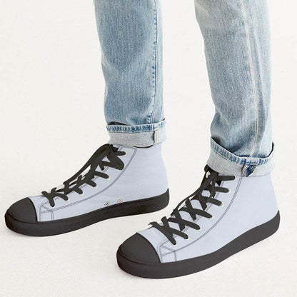 Light Neutral Blue Men's High-Top Canvas Sneakers (IB2-NE-LI) - Man CloseUp