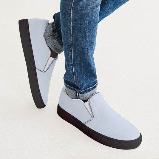 Light Neutral Blue Men's Slip-On Canvas Sneakers (B-NE-LI) - Man CloseUp