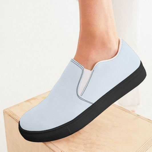 Light Neutral Blue Women's Slip-On Canvas Sneakers (B-NE-LI) - Woman CloseUp