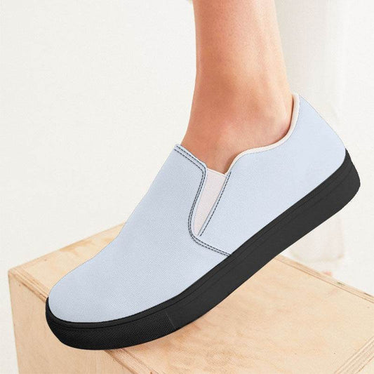 Light Neutral Blue Women's Slip-On Canvas Sneakers (IB2-NE-LI) - Woman CloseUp