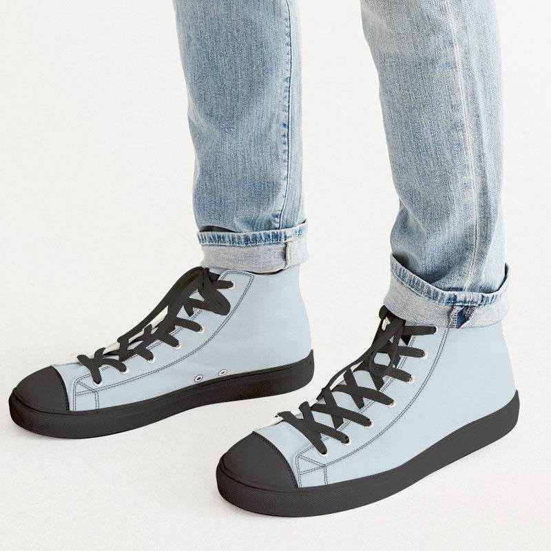 Light Neutral Cyan Men's High-Top Canvas Sneakers (BC2-NE-LI) - Man CloseUp