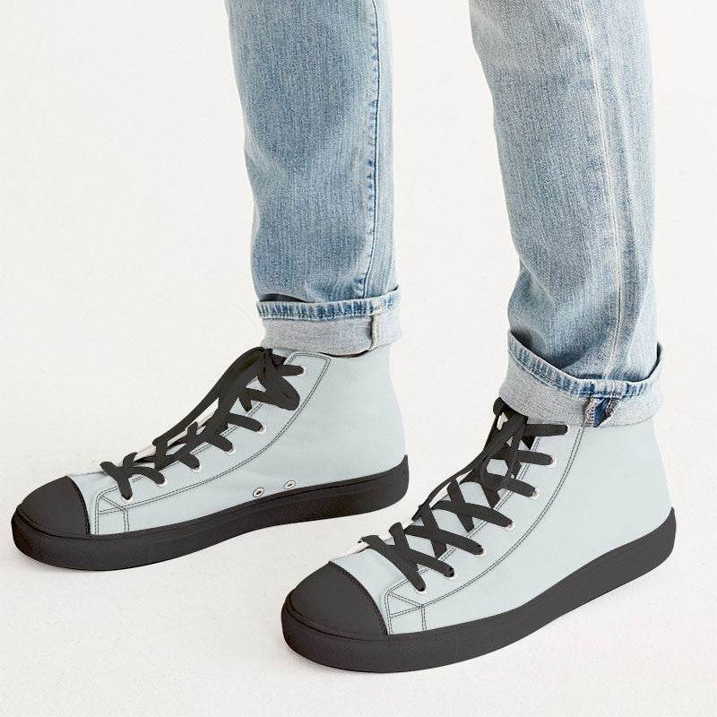 Light Neutral Cyan Men's High-Top Canvas Sneakers (C-NE-LI) - Man CloseUp