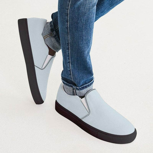 Light Neutral Cyan Men's Slip-On Canvas Sneakers (BC2-NE-LI) - Man CloseUp