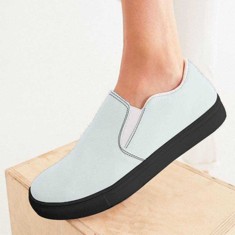 Light Neutral Cyan Women's Slip-On Canvas Sneakers (C-NE-LI) - Woman CloseUp