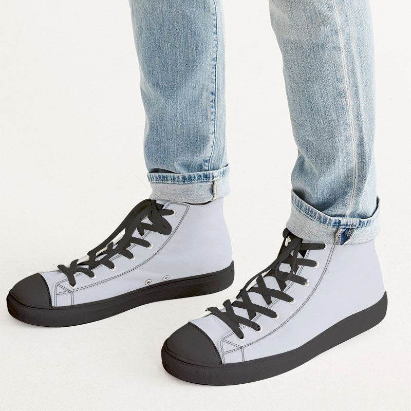 Light Neutral Indigo Men's High-Top Canvas Sneakers (I-NE-LI) - Man CloseUp