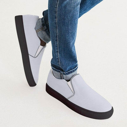 Light Neutral Indigo Men's Slip-On Canvas Sneakers (I-NE-LI) - Man CloseUp