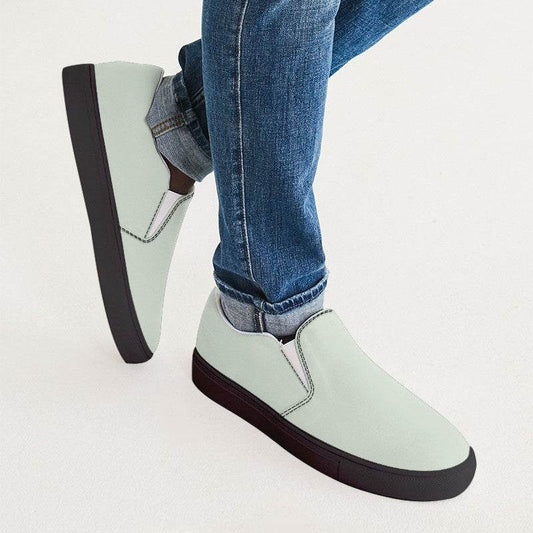Light Neutral Lime Men's Slip-On Canvas Sneakers (GL2-NE-LI) - Man CloseUp