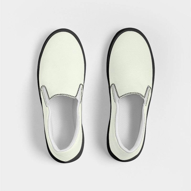 Light Neutral Lime Men's Slip-On Canvas Sneakers (L-NE-LI) - Top