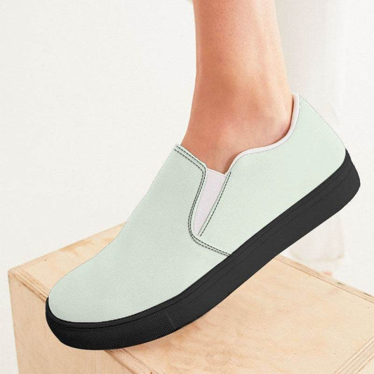 Light Neutral Lime Women's Slip-On Canvas Sneakers (GL2-NE-LI) - Woman CloseUp