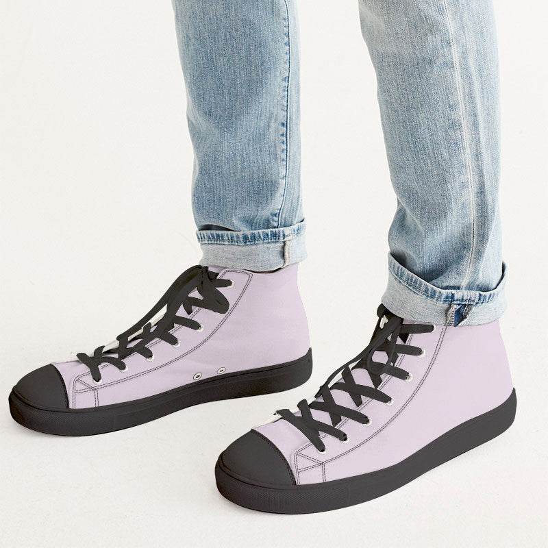 Light Neutral Magenta Men's High-Top Canvas Sneakers (M-NE-LI) - Man CloseUp