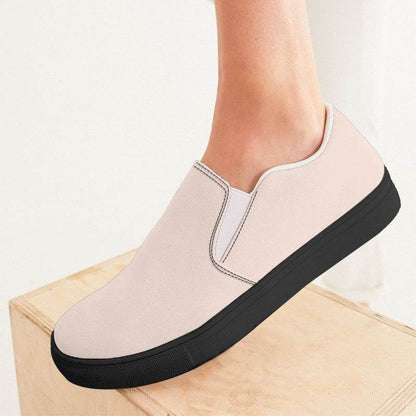 Light Neutral Orange Women's Slip-On Canvas Sneakers (OR2-NE-LI) - Woman CloseUp
