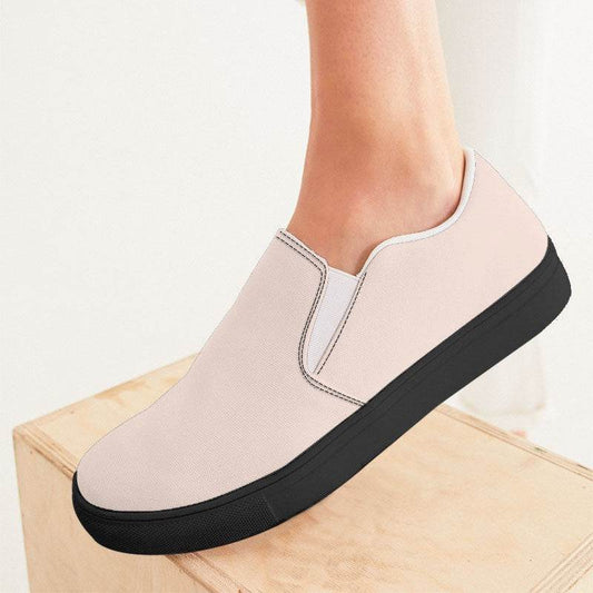Light Neutral Orange Women's Slip-On Canvas Sneakers (OR2-NE-LI) - Woman CloseUp