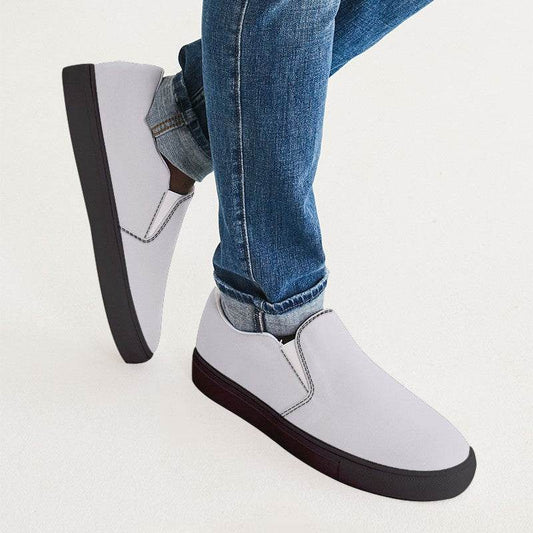 Light Neutral Purple Men's Slip-On Canvas Sneakers (MPU2-NE-LI) - Man CloseUp