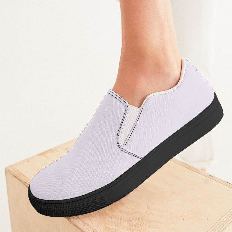 Light Neutral Purple Women's Slip-On Canvas Sneakers (MPU2-NE-LI) - Woman CloseUp