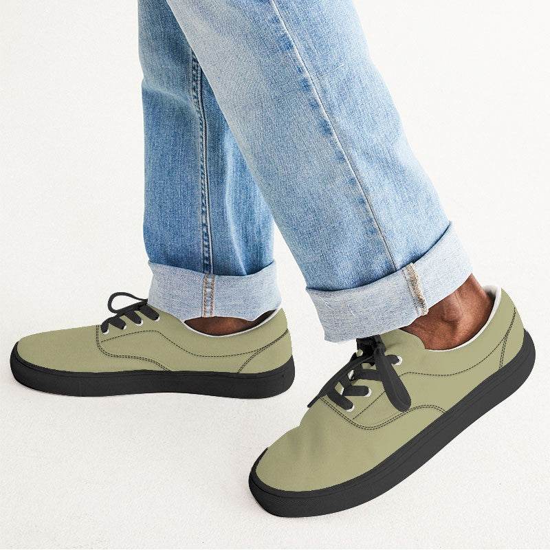 Light Olive Men's Canvas Sneakers (LY2-FM-ML) - Man CloseUp