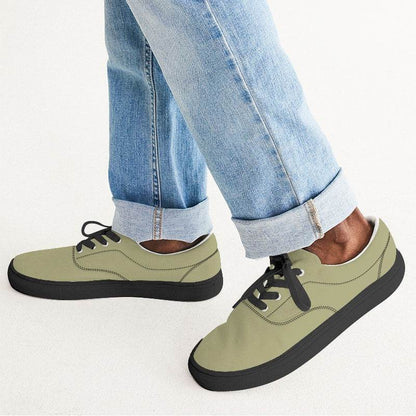 Light Olive Men's Canvas Sneakers (LY2-FM-ML) - Man CloseUp