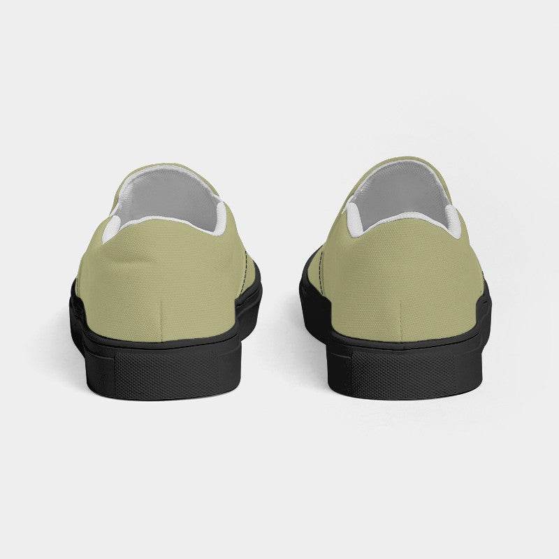 Light Olive Men's Slip-On Canvas Sneakers (LY2-FM-ML) - Back