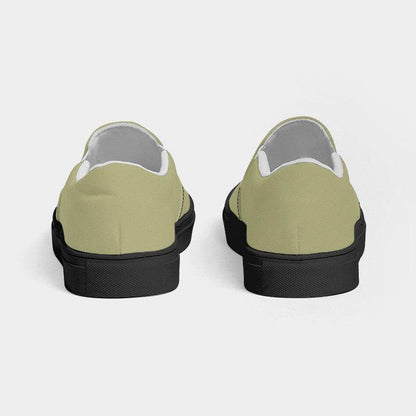 Light Olive Women's Slip-On Canvas Sneakers (LY2-FM-ML) - Back