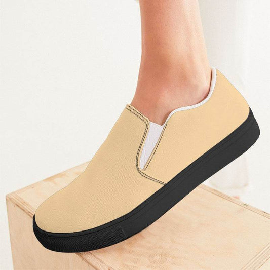 Light Orange Women's Slip-On Canvas Sneakers (YO2-MU-LI) - Woman CloseUp