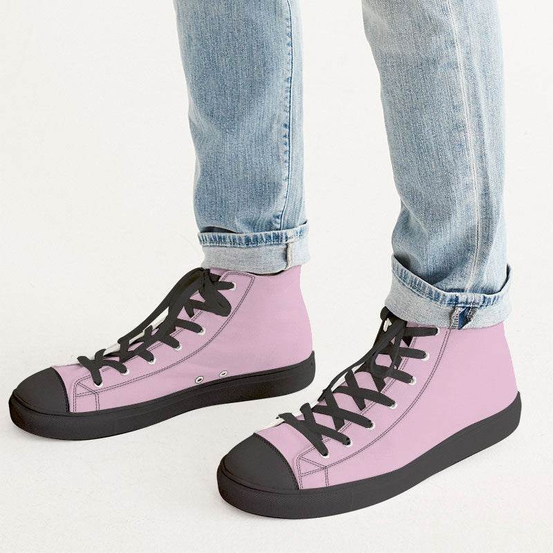 Light Pink Men's High-Top Canvas Sneakers (PIM2-FM-LI) - Man CloseUp