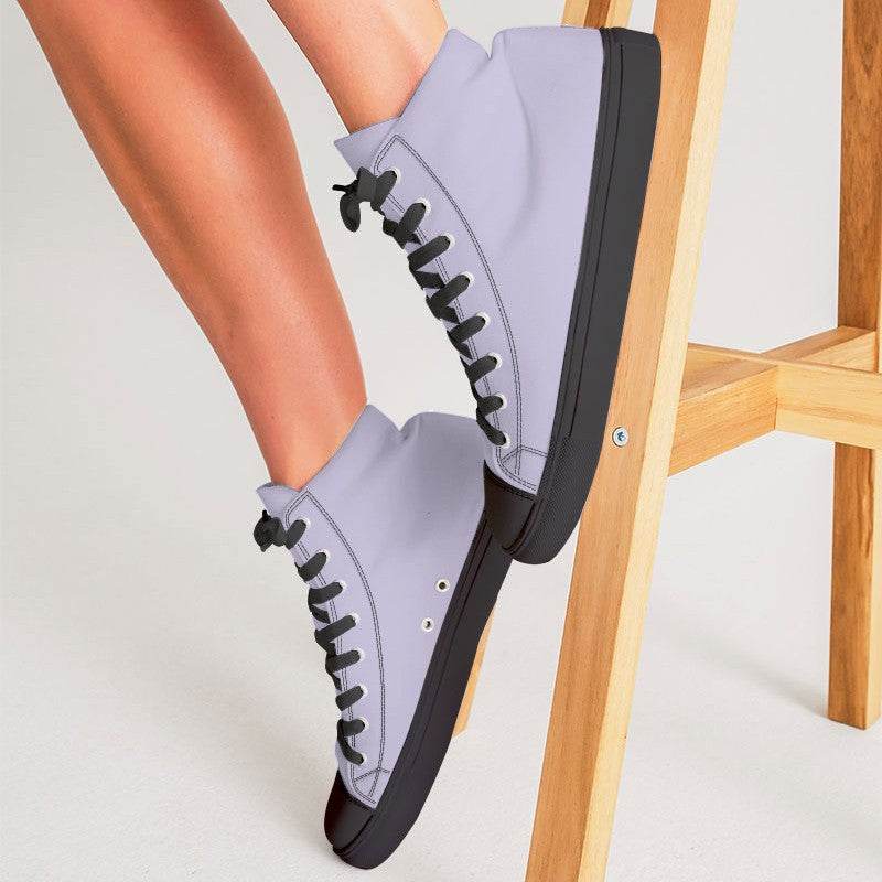 Light Purple Women's High-Top Canvas Sneakers (PU-FM-LI) - Woman CloseUp