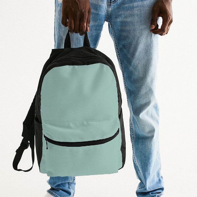 Lightened Fully-Muted Blue-Green Canvas Backpack (BG-FM-LG) - Man Holding