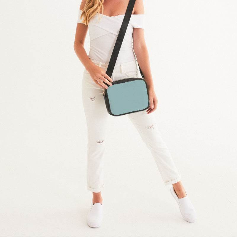 Lightened Fully-Muted Blue-Green Crossbody Bag (CBG2-FM-LG) - Woman Front