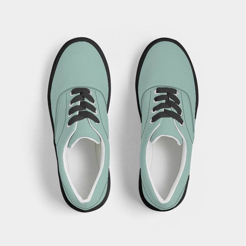 Lightened Fully-Muted Blue-Green Men's Canvas Sneakers (BG-FM-LG) - Top
