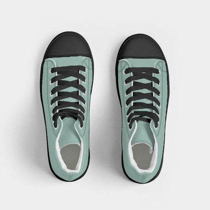 Lightened Fully-Muted Blue-Green Men's High-Top Canvas Sneakers (BG-FM-LG) - Top