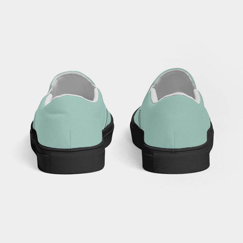 Lightened Fully-Muted Blue-Green Men's Slip-On Canvas Sneakers (BG-FM-LG) - Back