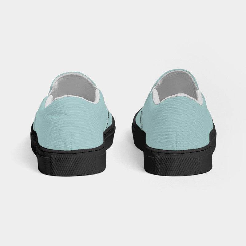 Lightened Fully-Muted Blue-Green Men's Slip-On Canvas Sneakers (CBG2-FM-LG) - Back