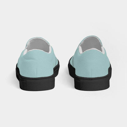 Lightened Fully-Muted Blue-Green Men's Slip-On Canvas Sneakers (CBG2-FM-LG) - Back