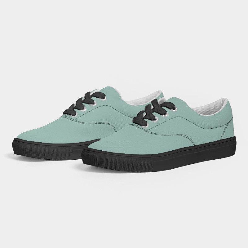 Lightened Fully-Muted Blue-Green Women's Canvas Sneakers (BG-FM-LG) - Side 3