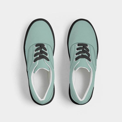 Lightened Fully-Muted Blue-Green Women's Canvas Sneakers (BG-FM-LG) - Top