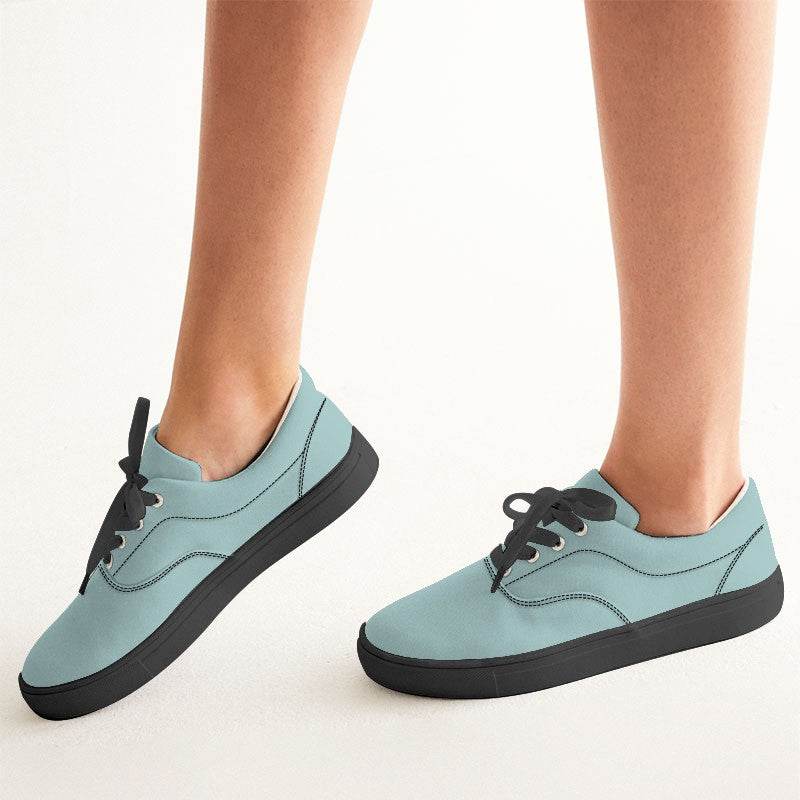 Lightened Fully-Muted Blue-Green Women's Canvas Sneakers (CBG2-FM-LG) - Woman CloseUp