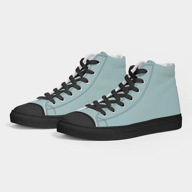 Lightened Fully-Muted Blue-Green Women's High-Top Canvas Sneakers (CBG2-FM-LG) - Side 3
