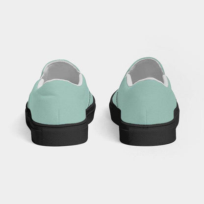 Lightened Fully-Muted Blue-Green Women's Slip-On Canvas Sneakers (BG-FM-LG) - Back