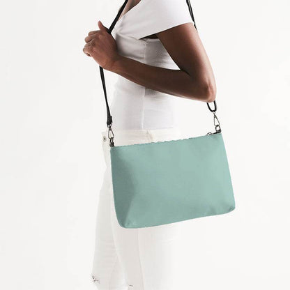 Lightened Fully-Muted Blue-Green Zip Pouch (BG-FM-LG) - Side CloseUp
