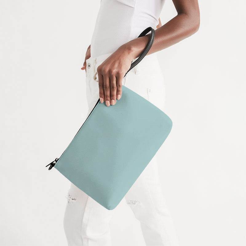 Lightened Fully-Muted Blue-Green Zip Pouch (CBG2-FM-LG) - Side Holding