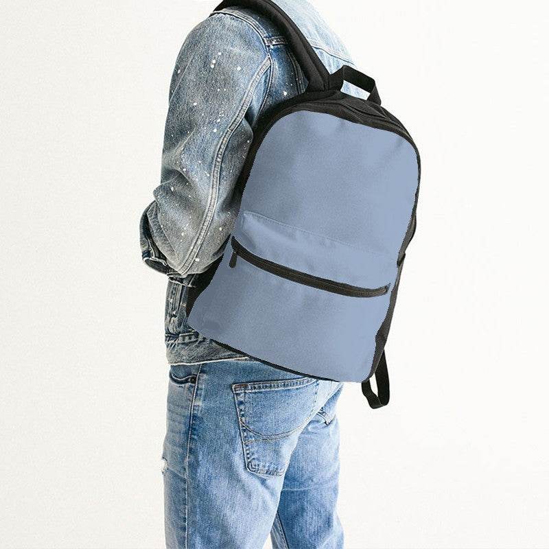 Lightened Fully-Muted Blue Canvas Backpack (IB2-FM-LG) - Man Back CloseUp