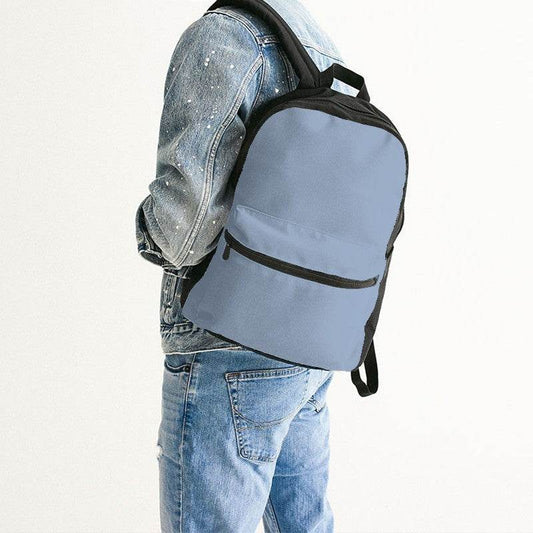 Lightened Fully-Muted Blue Canvas Backpack (IB2-FM-LG) - Man Back CloseUp