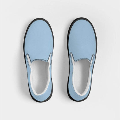 Lightened Fully-Muted Blue Men's Slip-On Canvas Sneakers (B-FM-LG) - Top
