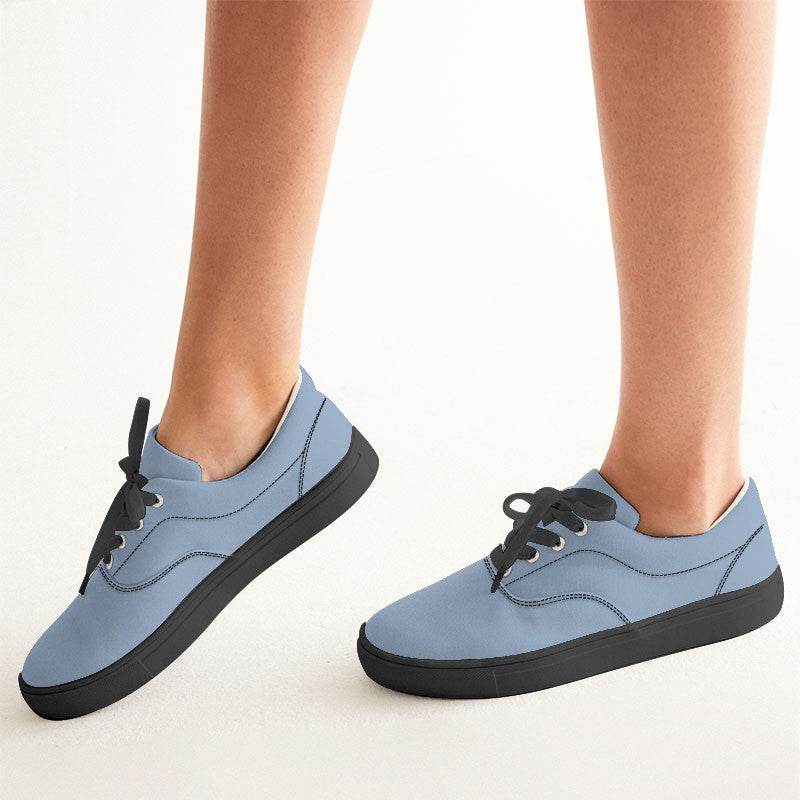 Lightened Fully-Muted Blue Women's Canvas Sneakers (IB2-FM-LG) - Woman CloseUp