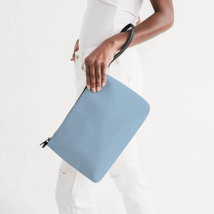 Lightened Fully-Muted Blue Zip Pouch (B-FM-LG) - Side Holding